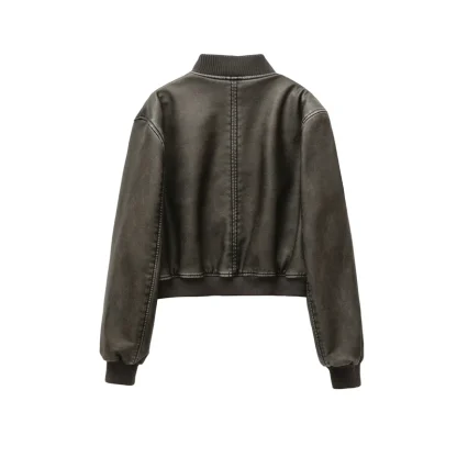 Retro Plain Bomber Jacket - Image 6