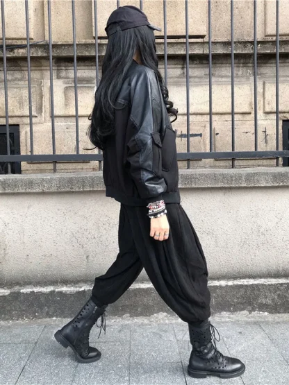 Loose Fit Black Cargo Jacket - Image 4